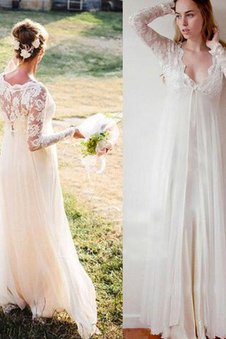 Robe de mariée longueur au ras du sol v encolure ceinture haut spécial naturel