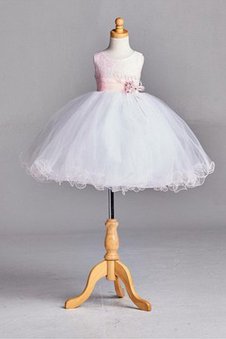 Robe de cortège enfant plissé avec perle avec ruban de mode de bal de lotus