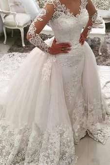 Robe de mariée appliques accrocheur avec décoration dentelle de col en v de mode de bal