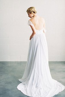 Robe de mariée croisade ruché appliques de traîne courte a-ligne