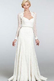 Robe de mariée plissé simple vintage delicat avec manche longue