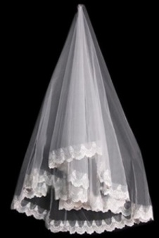 Junoesque ourlet de dentelle magnifique voile de mariée courte