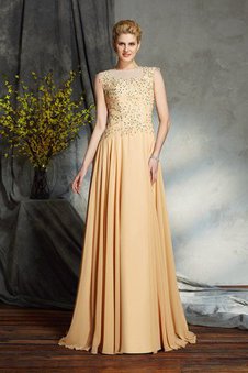 Robe mère de mariée naturel longue de princesse en chiffon avec sans manches