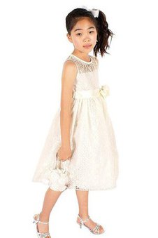 Robe de cortège enfant longueur mollet avec nœud a-ligne fermeutre eclair manche nulle