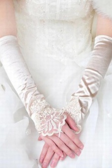 Satin élégant | modestes élégantes ivoire | gants de mariée modestes séduisant
