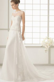 Robe de mariée femme branché simple a eglise en dentelle avec mousseline