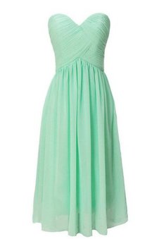 Robe demoiselle d'honneur bref avec chiffon col en forme de cœur ruché manche nulle