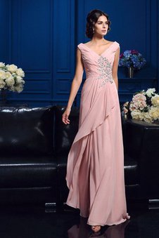 Robe mère de mariée longue de col en v ligne a avec chiffon fermeutre eclair