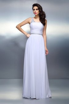 Robe de soirée longue avec perle a-ligne en chiffon manche nulle