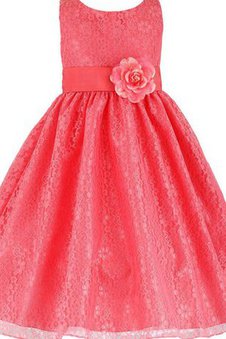 Robe de cortège enfant de mode de bal manche nulle encolure ronde a-ligne avec fleurs