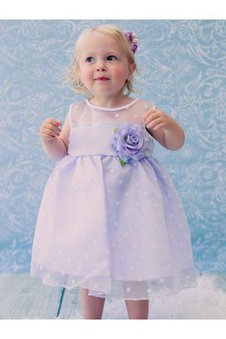 Robe de cortège enfant bref en organza de lotus ligne a avec ruban