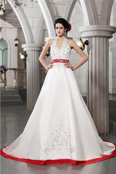 Robe de mariée en satin broder cordon ligne a de princesse