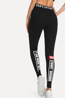 Leggings moulants brillant imprimés slogan