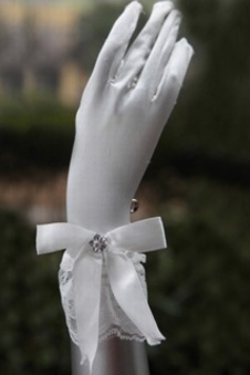 Onirique route | satin avec bowknot blanc élégant | gants de mariée modestes