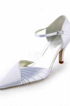 Absorbant les talons hauts avec satin pointue mariée chaussure fine