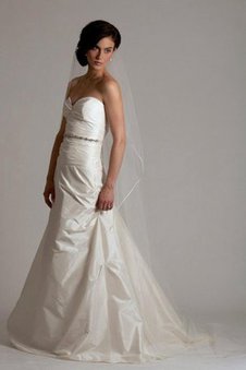 Robe de mariée en taffetas longueur au niveau de sol avec perle fermeutre eclair a-ligne