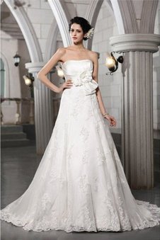 Robe de mariée decoration en fleur fermeutre eclair de bustier ligne a avec fleurs