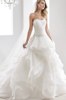 Robe de mariée avec chiffon avec zip a-ligne de sirène col en forme de cœur