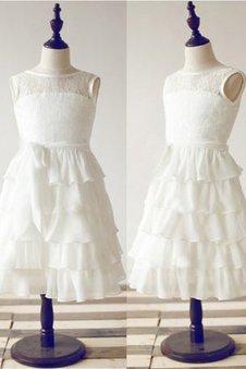 Robe de cortège enfant naturel avec zip en chiffon longueur au ras du sol manche nulle