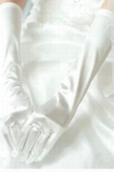 Satin blanc simple élégant | gants de mariée modestes parfait