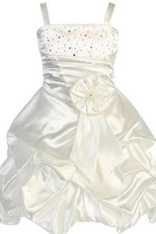 Robe de cortège enfant a-ligne avec perle manche nulle de lotus