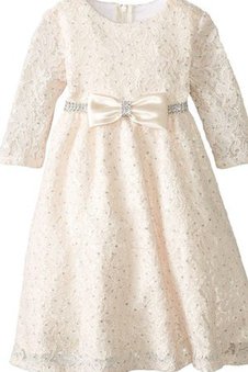 Robe de cortège enfant en dentelle jusqu'au sol en 3/4 manche a-ligne avec zip