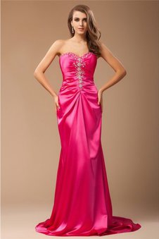 Robe de bal longue satin tissé extensible de traîne courte avec perle avec sans manches