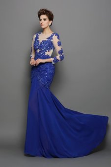 Robe de soirée longue avec chiffon de sirène avec manche longue de traîne courte