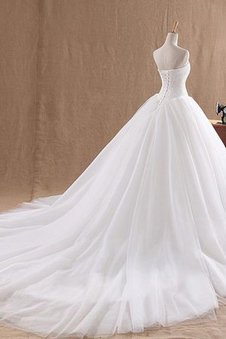 Robe de mariée naturel de mode de bal en dentelle manche nulle en organza