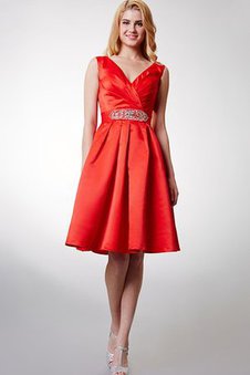 Robe demoiselle d'honneur bref de longueur à genou avec zip ligne a manche nulle