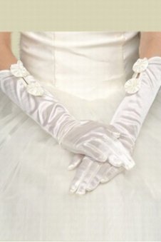 Taffetas floral blanc chic | gants de mariée modernes plus récent