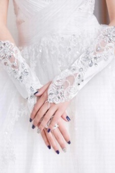 Sequin lace blanc chic | gants de mariée modernes captivant