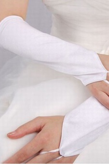 Joli simples gants de mariée en taffetas blanc vintage