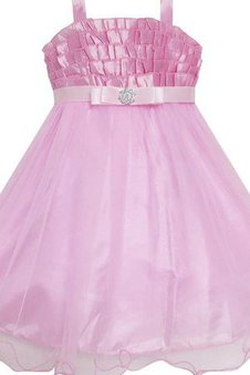 Robe de cortège enfant plissage ligne a manche nulle bandouliere spaghetti en organza