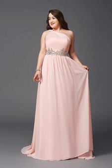 Robe de bal longue ligne a avec chiffon de tour de ceinture empire d'épaule asymétrique