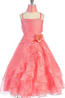 Robe de cortège enfant pailleté en tulle a-ligne avec zip de lotus