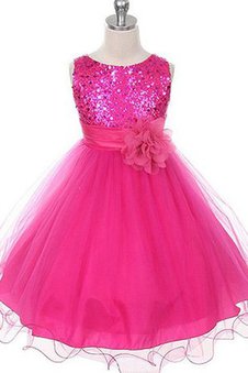 Robe de cortège enfant brillant a-ligne de mode de bal jusqu'au sol textile en tulle