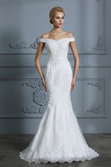 Robe de mariée manche nulle de traîne courte de sirène distinctif naturel