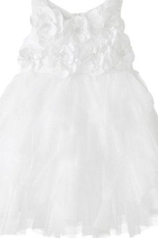 Robe de cortège enfant manche nulle textile en tulle avec nœud ligne a avec fleurs