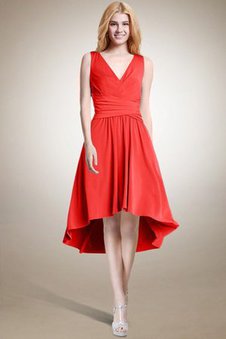 Robe demoiselle d'honneur facile haut bas a-ligne avec zip de lotus