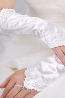 Gants taffetas chic moderne blanc de mariée junoesque