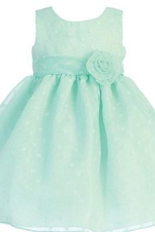 Robe de cortège enfant bref en tulle avec fleurs de tour de ceinture empire a-ligne