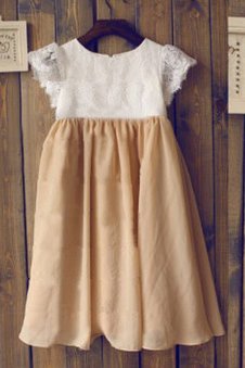 Robe de cortège enfant longue ligne a avec manche courte jusqu'au sol avec chiffon