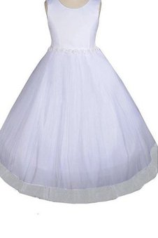 Robe de cortège enfant ligne a manche nulle encolure ronde textile en tulle avec fleurs