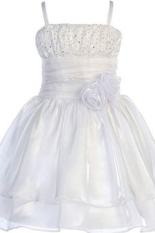 Robe de cortège enfant brillant manche nulle ligne a bandouliere spaghetti