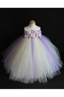 Robe de cortège enfant plissé de lotus de mode de bal avec fleurs en tulle