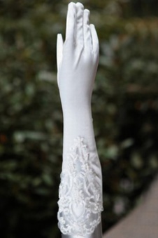 Gants taffetas blanc intemporel de mariée enchanteur