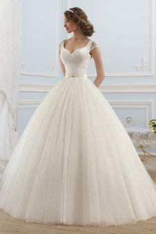 Robe de mariée longue facile de mode de bal avec perle avec ruban