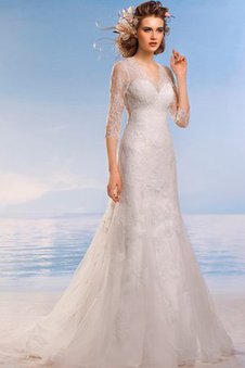 Robe de mariée discrete romantique v encolure appliques de col entaillé