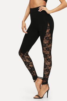 Legging avec pièces séduisant en dentelle florale